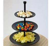 Excellent Houseware Support de service 3 niveaux 36,5 cm Noir mat Noir G