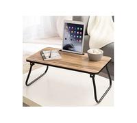 Excellent Houseware Table de lit pliable naturel et noir, plateau de lit, support pour ordinateur portable pour lit, plateau de petit-déjeuner