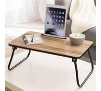 Excellent Houseware Table de lit pliable naturel et noir, plateau de lit, support pour ordinateur portable pour lit, plateau de petit-déjeuner G