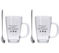 EXCELLENT HOUSEWARE Verres à café Verres à latte 2 pièces + petites cuillères