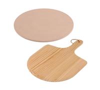 Excellent Housewear Pierre à pizza avec spatule beige en céramique, plaque MDF 1cm x 33cm