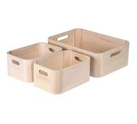 EXCELLENT Set de boîtes de rangement en bois 3 pièces naturel KO-KR8000160