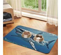 Excellent tapis de nourriture pour chien requin blanc, 30,5 x 45,7 cm, antidérapant, super absorbant, passe au lave-vaisselle, pour la nourriture et l'eau, joli tapis d'alimentation en caoutchouc à