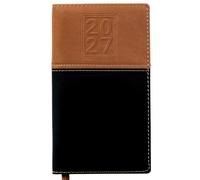 Excello Agenda de poche 2027 14 mois, 8,9 x 15,2 cm, marron/noir | Calendrier de poche 14 mois avec mises en page hebdomadaires et mensuelles, 16 pages de notes, calendriers de référence et