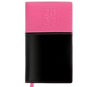Excello Agenda de poche 2027 14 mois, 8,9 x 15,2 cm, rose/noir | Calendrier de poche 14 mois avec mises en page hebdomadaires et mensuelles, 16 pages de notes, calendriers de référence et