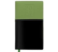 Excello Agenda de poche 2027 14 mois, 8,9 x 15,2 cm, vert/noir | Calendrier de poche 14 mois avec mises en page hebdomadaires et mensuelles, 16 pages de notes, calendriers de référence et