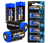 Excelltec Lot de 4 piles au lithium CR123A 3 V pour appareils photo et lampes de poche, source d'alimentation fiable et durable pour appareils à forte consommation d'énergie