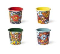 Excelsa Acapulco Lot de 4 verres à café, porcelaine, capacité 90 ml, décors assortis