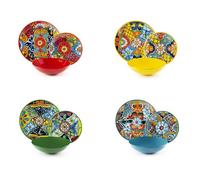 Excelsa Acapulco Service de vaisselle 12 pièces, porcelaine et Stoneware, décoration multicolore, 4 personnes