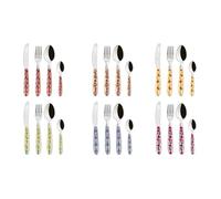 Excelsa Arles Lot de 24 couverts multi-décor, en acier inoxydable, manche en plastique