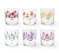 Excelsa Arles Lot de 6 verres à eau, verre, capacité 350 ml, multi-décors