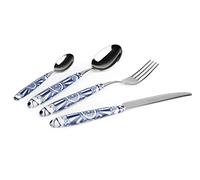 Excelsa Boheme Blue Lot de 24 couverts en acier inoxydable, manche en plastique