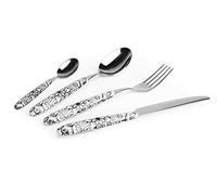 Excelsa Boheme Noir Lot de 24 couverts, acier inoxydable, poignée en plastique