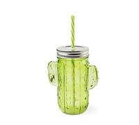 Excelsa Cactus Verre/Tasse à Paille Réutilisable, Capacité 425 Ml., Verre