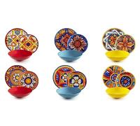 Excelsa Camastra Service de vaisselle 18 pièces, porcelaine et Stoneware, décoration multicolore, 6 personnes