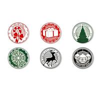 Excelsa Christmas Stamp Lot de 6 sous-Verres, céramique et liège, diamètre 10,5 cm