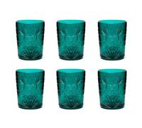 Excelsa Color Tumbler Lot de 6 verres en verre décorés, multicolore, décor en relief, 350 ml, 8 x 10 cm (vert foncé)