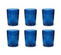 Excelsa Color Tumbler Lot de 6 verres en verre décorés, multicolore, décor en relief, 350 ml, 8 x 10 cm (bleu)