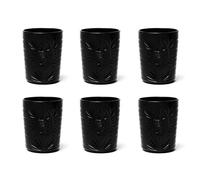 Excelsa Color Tumbler Lot de 6 verres en verre décorés, multicolore, décor en relief, 350 ml, 8 x 10 cm (Noir)