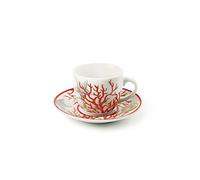 Excelsa Coral Set 6 Tasses à café avec soucoupe, Porcelaine, Multicolore
