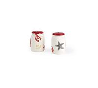 Excelsa Coral Set sel et Poivre, céramique, Blanc et Rouge, 2 pièces