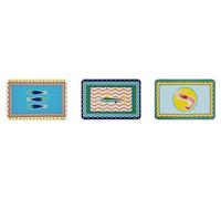 Excelsa Corfou Lot de 6 Dessous de Table Américains, 43,5 x 29 cm, Plastique PP Réutilisable, Décors Assortis