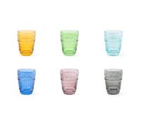 Excelsa Country Flower Lot de 6 verres à eau, verre coloré en pâte, capacité 300 ml.