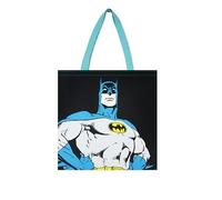 Excelsa DC Comics Sac Shopper, fourre-tout, 41,5 x 41,5 cm, 100% coton, lavable en machine, Façade motif Batman, rétro et poignées bleues, Cm. 41,5 x 41,5, Batman