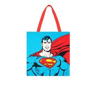 Excelsa DC Comics Sac Shopper, fourre-tout, 41,5 x 41,5 cm, 100% coton, lavable en machine, Façade motif Superman, rétro et poignées rouges, Cm. 41,5 x 41,5, Superman