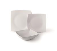 Excelsa Eclipse Lot de 18 assiettes carrées, en céramique, blanc
