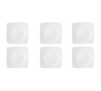 Excelsa Eclipse Lot de 6 assiettes plates carrées en céramique, finition mate, blanc