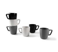 Excelsa Eclipse Lot de 6 tasses Mug 230 ml, céramique, blanc, noir et gris