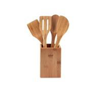 Excelsa Eco Living Set d'ustensiles de cuisine en bois, 4 pièces avec porte-outils