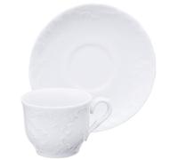 Excèlsa "Elisa Rococo' & Soucoupe pour Tasse à café Blanc