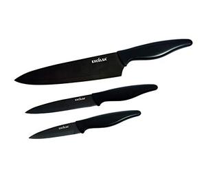 Excelsa Enjoy Home Lot de 3 couteaux en titane Noir