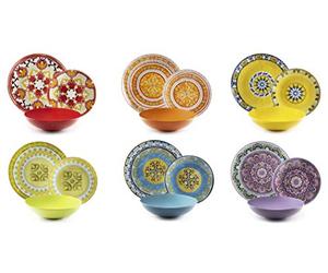 Excelsa ETNO Chic Service Table, Porcelaine, Multicolore, 21 Unité