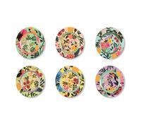 Excelsa Fleurs Frida 6 assiettes en plastique PP, motif floral, multicolore