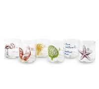 Excelsa Flora & Fauna Lot de 6 verres à eau, verre, multicolore