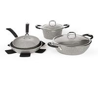 Excelsa Forn-Ok Set de 2 poêles, casseroles et 2 casseroles, aluminium forgé avec revêtement antiadhésif