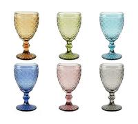 Excelsa Ginkgo Lot de 6 verres à pied, en verre coloré en pâte, capacité 350 ml, fait à la main