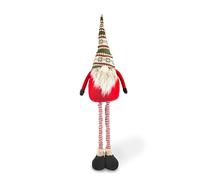 Excelsa GNOME de Noël décoratif, Rouge et Vert, avec Jambes Extensibles, Chapeau à Motifs Nordiques, Hauteur réglable 50-130 cm