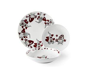 Excelsa Gnome Sweet Home Service de vaisselle 18 pièces, porcelaine