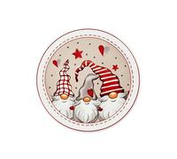 Excelsa Gnomo Assiettes Panettone ou Pizza, Lot de 6, 30,5 cm, porcelaine, décorations de Noël