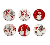 Excelsa Gnomo Lot de 6 sous-verres en céramique, base en liège, diamètre 10,5 cm, multicolore