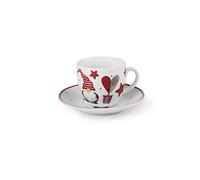 Excelsa Gnomo Lot de 6 tasses à café avec soucoupe, porcelaine, décoration de Noël 90cl