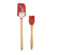 Excelsa Gnomo Set Spatule et Pinceau de Cuisine, Bois et Silicone, Décoration de Noël
