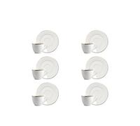 Excelsa Gold Lot de 6 tasses à café avec soucoupe, porcelaine, blanc, bord doré