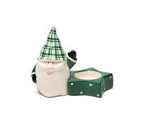 Excelsa Green Winter Porte T-Light Noël en céramique Vert et Blanc, décoration Festive