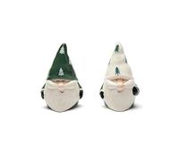 Excelsa Green Winter Set Sel et Poivre en Céramique, Gnomes de Noël décoratifs, 2 pièces