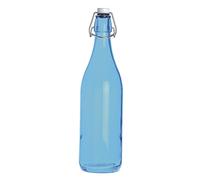 Excelsa Happy Color Bouteille Lisse 1 l, Verre, Bleu, 8 x 8 x 30 cm
